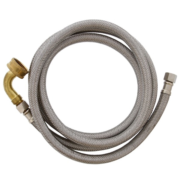 Jones Stephens 3/8in Compression x 3/8in MIP x 72in Braided SS Dishwasher Connector with 90Deg. Garden Hose Elbow S04278 - main